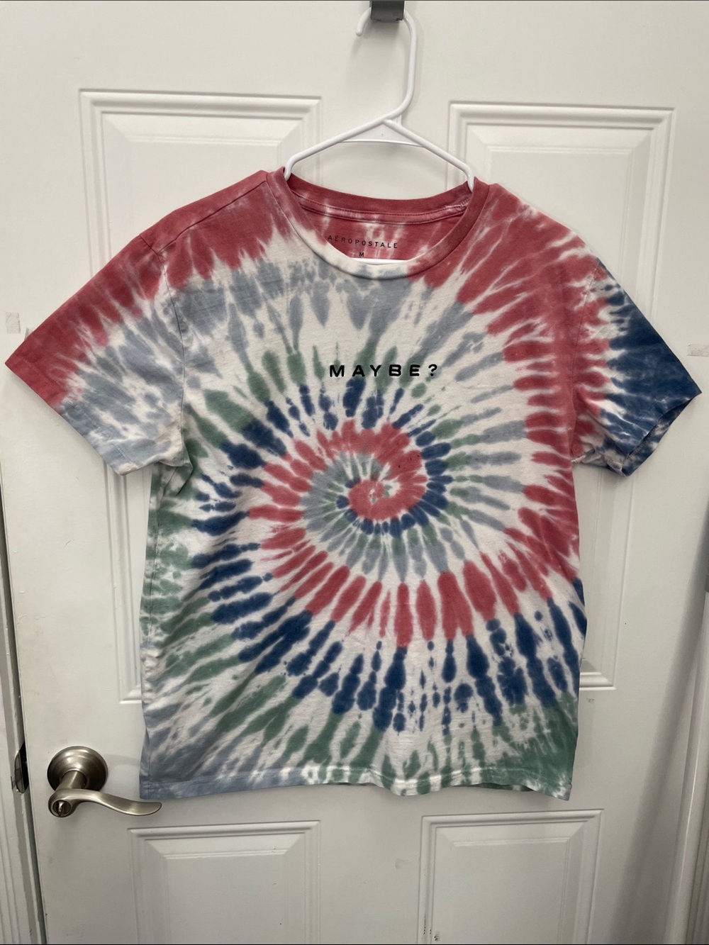 Aeropostale Tie-Dye Spiral Tee in Red, Blue, Green, White